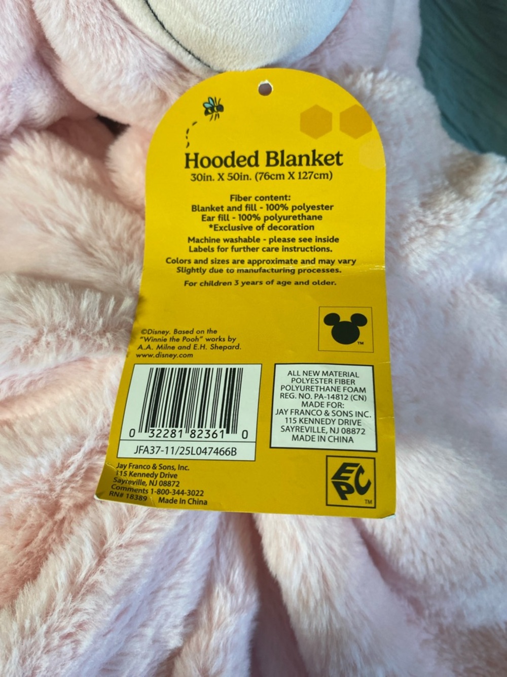 Disney Pink Plush Hooded piglet Blanket - Picture 3 of 5